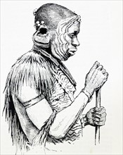 Illustration from a book depicting a painted Aboriginal man