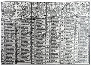 Calendar by Johannes Von Gmunden; Woodcut 1440