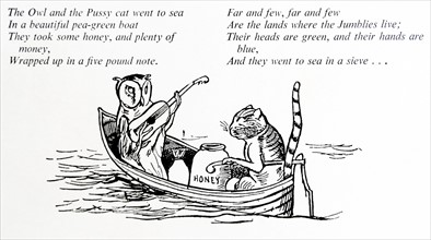The owl and the Pussycat caracaters by Edward Lear (1812 ñ 1888) English artist, illustrator, author and poet,