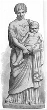 Illustration of a statue of Julia Agrippina holding an infant Caligula