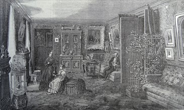 Illustration of a wealthy woman and gentleman in the lounge