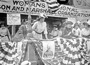 Photograph of Florence Jaffray 'Daisy' Harriman addressing a Democratic rally in Union Square