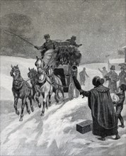 Illustration from a book depicting how the Duke of Bedford lost his Christmas dinner