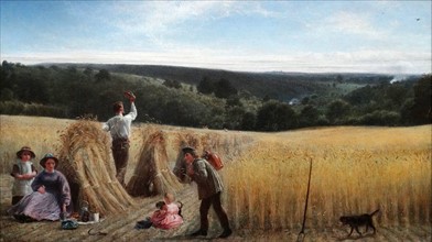 Painting tilted 'The Valleys Also Stand Thick with Corn' by Richard Redgrave
