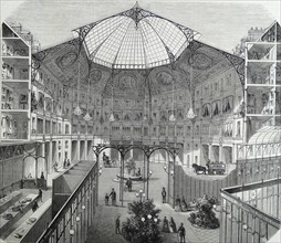Engraving depicting a section of an American hotel