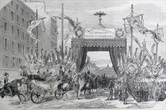Woodcut depicting the Inauguration of the boulevard de Strasbourg