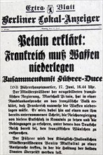 Special addition of the 'Berliner-Lokal-Anzeiger' issued from the 'Fuehrer's Headquarters'