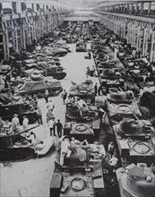 Photograph of the Chryslers factory constructing M-3 Tanks for President Theodore Roosevelt for use during the Second World War