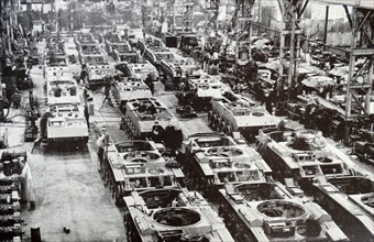 Photograph of a tank assembly at a ministry of supply factory