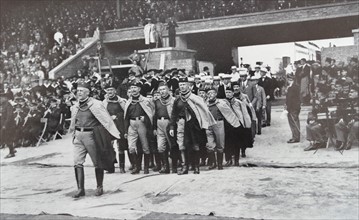 The Czech team enter the stadium in Amsterdam during the opening of the 1928 Olympic games