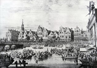 Water festival in Amsterdam during the visit of Maria de Medici.