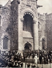Photograph of the opening of the Scottish National War Memorial