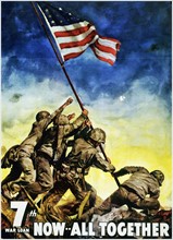 U.S. Marines raising flag at Iwo Jima.