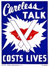 Careless talk costs lives; American World war two propaganda poster