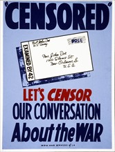 Poster suggesting careless communication may be harmful to the war effort