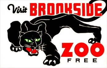 Visit Brookside Zoo free. Federal Art Project poster 1937