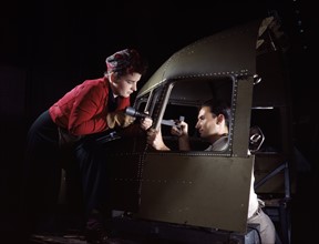 World war two: Woman Operates a hand drill