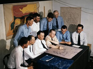a military briefing in teh USA during World war two