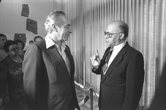 Prime Minister Menachem Begin and Chairman of the Alignment Party Shimon Peres .1981