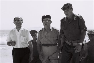 Menachem Begin, Prime Minister Eshkol and General Gavish, during the six day war