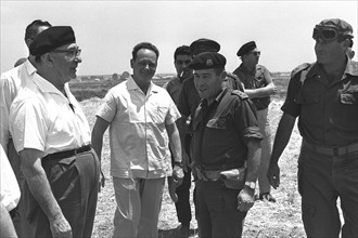 Israeli Prime Minister Levy Eshkol (left) and Yigal Allon