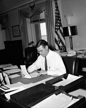 US Defence Secretary Robert McNamara at his office in 1963
