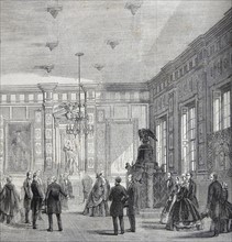 Engraving depicting the Prince of Wales visiting the Independence Hall