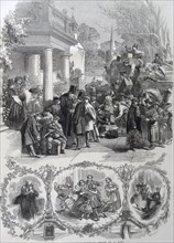 Engraving depicting Christmas Eve traditions