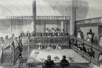 Engraving depicting the interior of the Madras Supreme Court