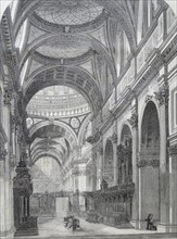 Engraving depicting the interior of St. Paul's Cathedral