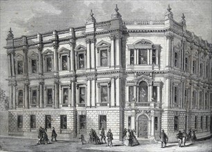 Engraving depicting the Offices of the Metropolitan Board of Works in Spring Gardens