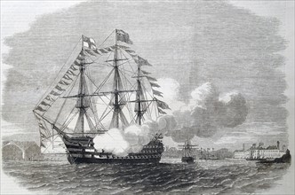 Engraving of the H.M.S. 'Impregnable'