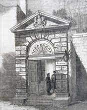 Engraving depicting the gateway of Westminster School