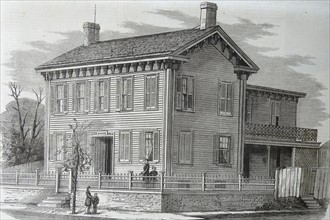 Engraving depicting the residence of Abraham Lincoln, Springfield, Illinois