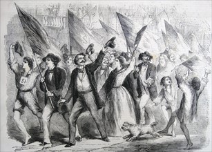Engraving depicting the Neapolitans proceeding to register their votes
