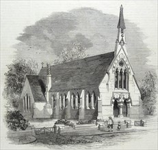 Engraving of the exterior of the Holy Trinity Chapel School