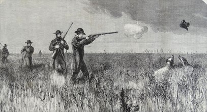 Engraving depicting the Prince of Wales shooting