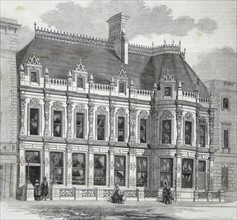 Engraving depicting Harry Emanuel's House of Business