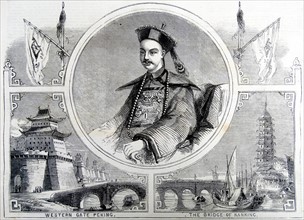 Engraving depicts Hien-Fou, Emperor of China