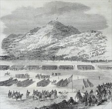 Engraving depicting the review by Her Majesty of Rifle Volunteers at Edinburgh