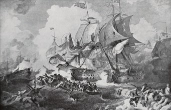 Line engraving of the battle of the First of June