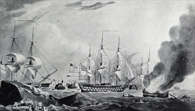 Aquatint of the Battle of the Nile