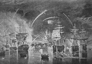 Aquatint of the bombardment of Algiers