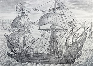 Line engraving of The Ark Royal