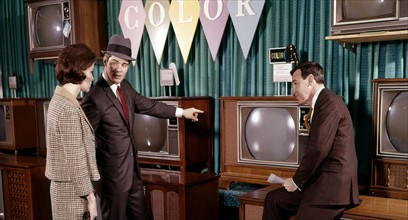 Early television shop selling colour (Colour) sets in the USA 1960's