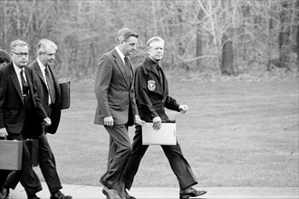 Photograph of President Jimmy Carter, Vice President Walter Mondale, Secretary of State Cyrus Vance and Secretary of Defence Harold Brown