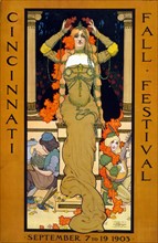 Colour poster advertising the 'Cincinnati fall festival' of 1903