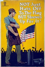 Propaganda poster encouraging hard work as part of war efforts
