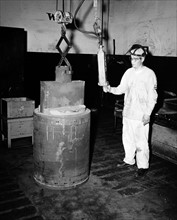 Photograph of the depleted Uranium Ingot and Mould in the foundry