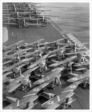 Photograph of American Aircrafts on the flight deck of USS Lexington 1929